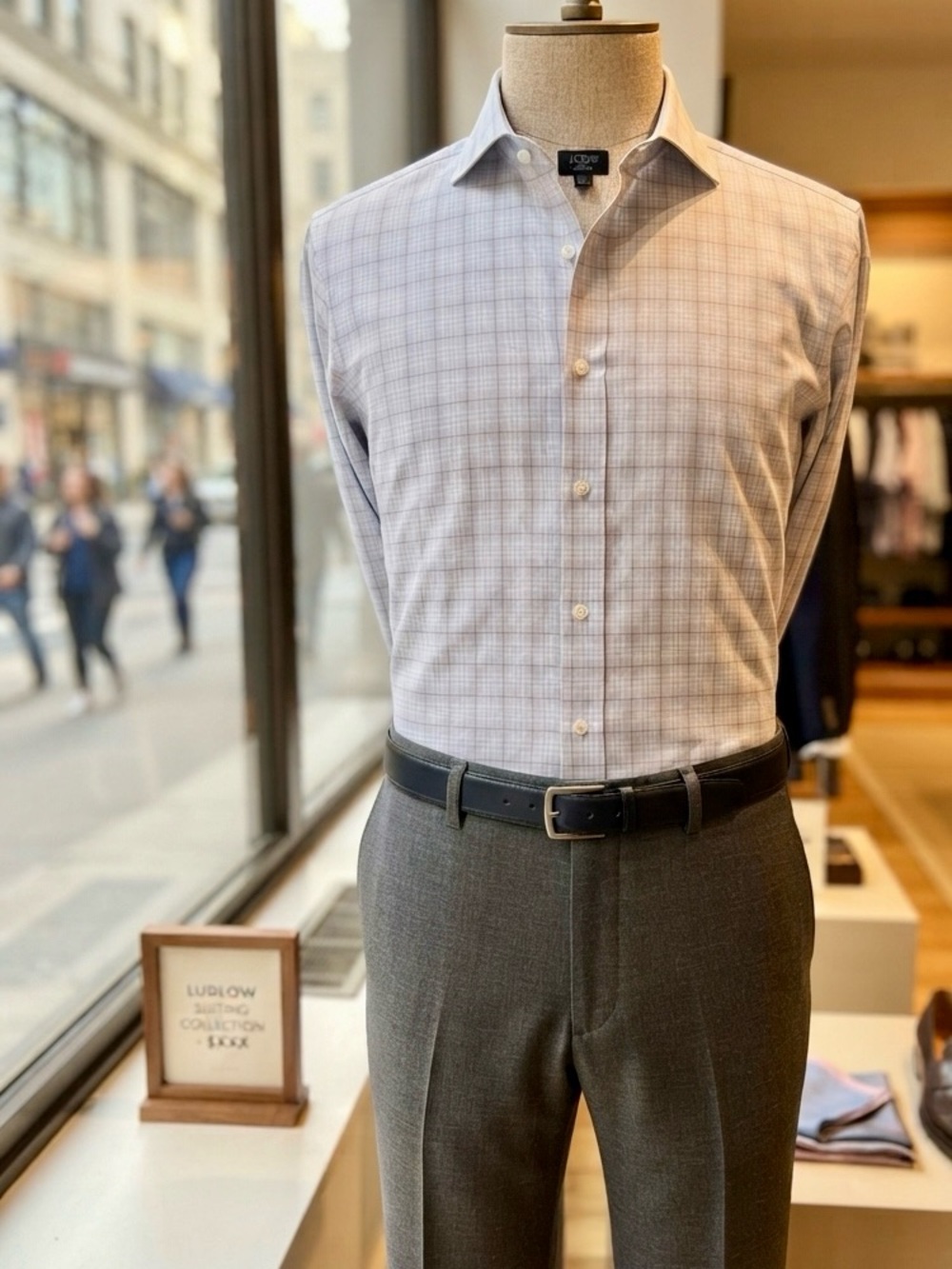 J. Crew Men's LUDLOW Dress Shirt w/ Blue/Pink Windowpane - Size Neck 14.5